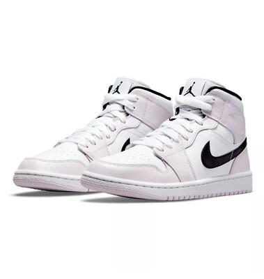 NIKE WOMEN AIR JORDAN 1 MID LIGHT VIOLET-BLACK-WHITE SZ 11 [BQ6472 