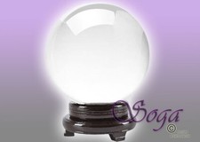 NEW CLEAR CRYSTAL BALL SPHERE QUARTZ W/ WOOD STAND 150MM 6" HOME DECOR US SELLER
