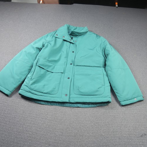 ROXY Womens Puffer Jacket Medium 10AU Green This Time Puffer Snap Winter RP$159 - Picture 2 of 10