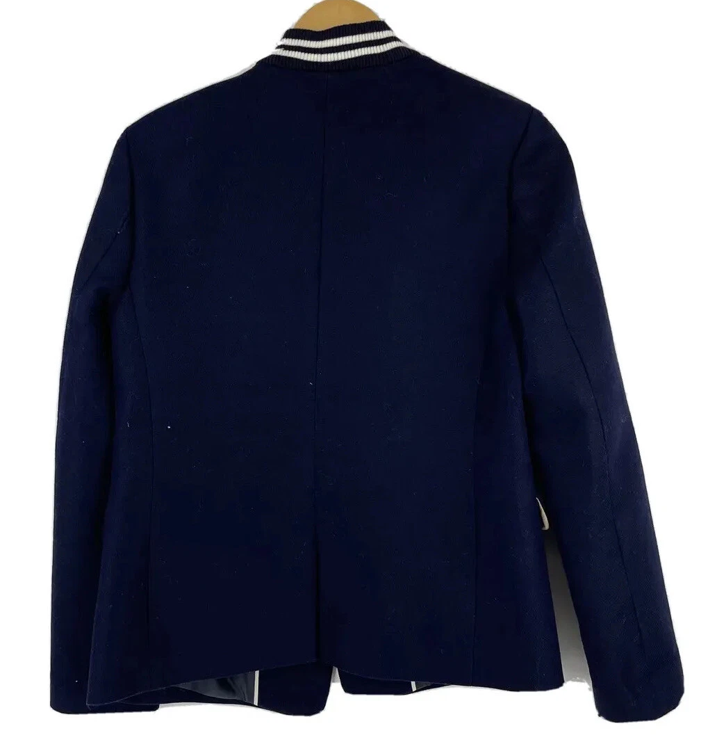 J. Crew Women s Blue Varsity One Button Lined Blazer Jacket Size