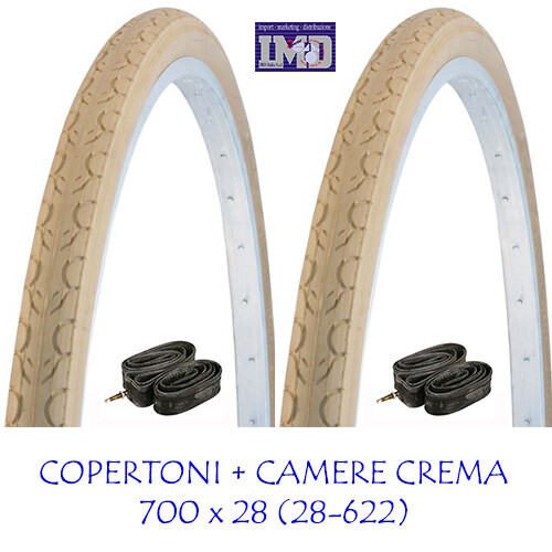 2 COPERTONI + CAMERE D'ARIA da 28 700 x 28 CREMA VINTAGE CITY BIKE FIXED UOMO - Foto 1 di 1