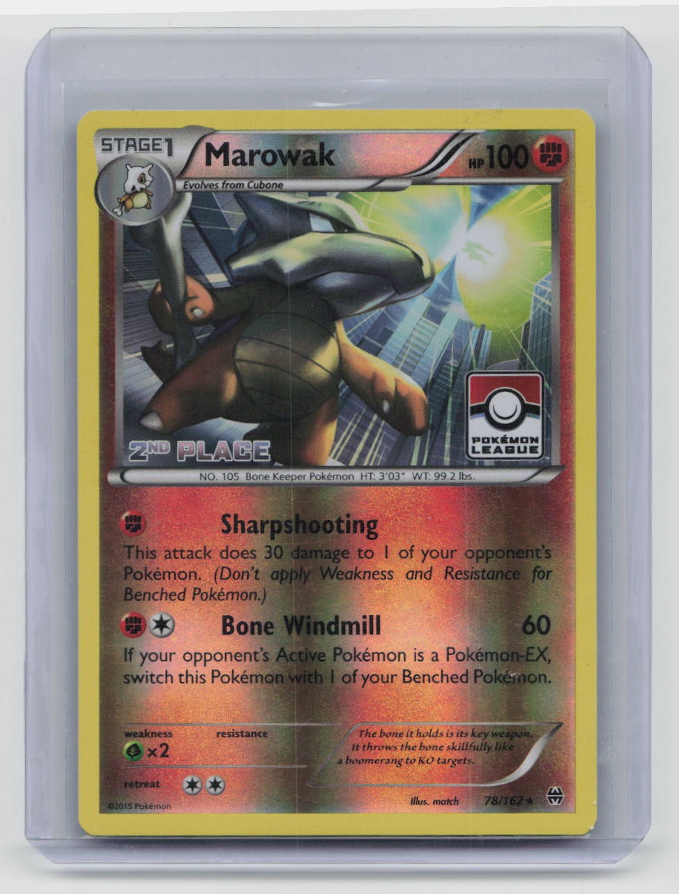 Marowak Pokemon League 3rd Place Promo League & Championship Cards 078/162 LP