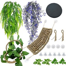 8PCS Bearded Dragon Hammock Reptile Basking Platform Rock Reptile Artificial ...