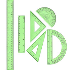 6 Pcs Math Geometry Ruler Set, Protractor Triangle School,Green Clear Plastic