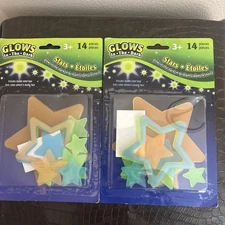 Set Of 2 Glow in the Dark Stars - 14 pieces Each Including Double Sided Tape