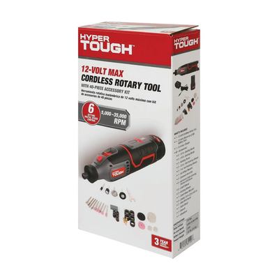 Hyper Tough 80199 12V Max Cordless Rotary Tool with 40-Piece