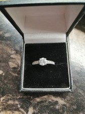 9ct White Gold Moissanite Ring.