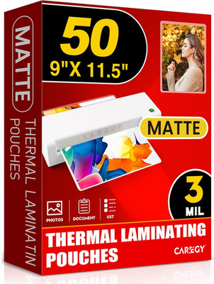 Matte Laminating Sheets,50 Pack 9 X 11.5 Inches,3 Mil Thick,Ultra Clear with Mat