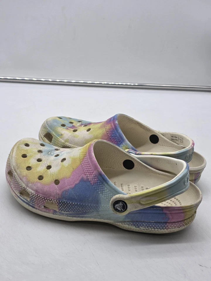 Crocs Zapatos Juveniles Talla 6 Multicolor Pastel Tie Dye Clásico Zueco Sin Cordones Informales Foto 4 de 4