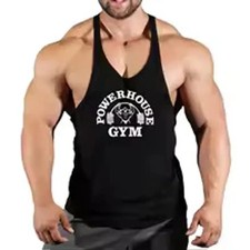 Men Tank Tops Sleeveless Y-Back Shirts Gym Stringer Bodybuilding Fitness Vest