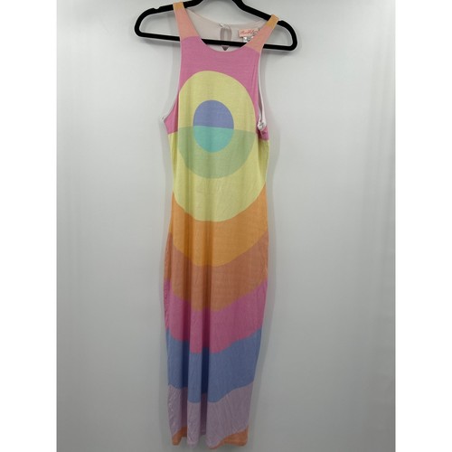 Mara Hoffman Swim Abstract Rainbow Sherbet Print Maxi Dress Size M Colorful Boho