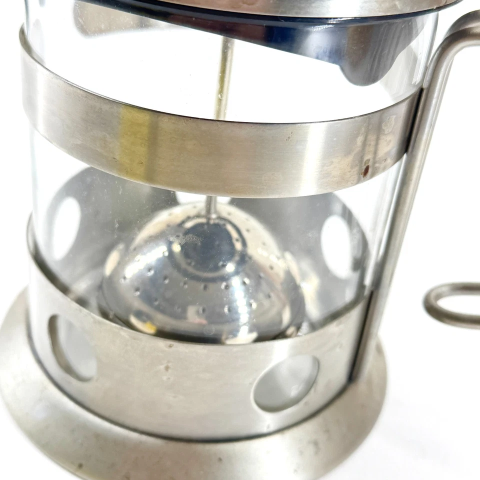 VINTAGE STAINLESS STEEL GLASS TEA POT BREWER INFUSER CAFETIERE KITCHENWARE - Image 3 of 4