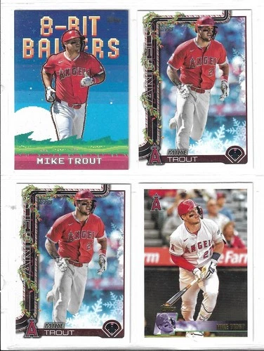 MIKE TROUT (ANGELS) - 2025 TOPPS CELEBRATION "8-BIT BALLERS" INSERT & BASE CARDS