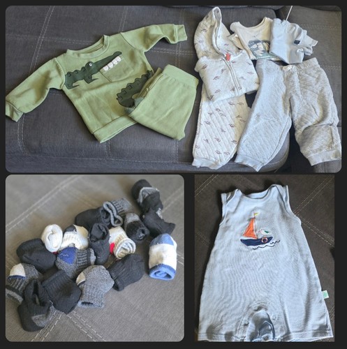 Baby Boy Clothing Lot Of 24 12M 18M Sets, Pants, Shirts, Socks Bundle