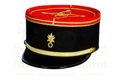 Französischer Stil Kepi Kappe rot Top schwarz Band Gold Stickerei Kleid Mütze