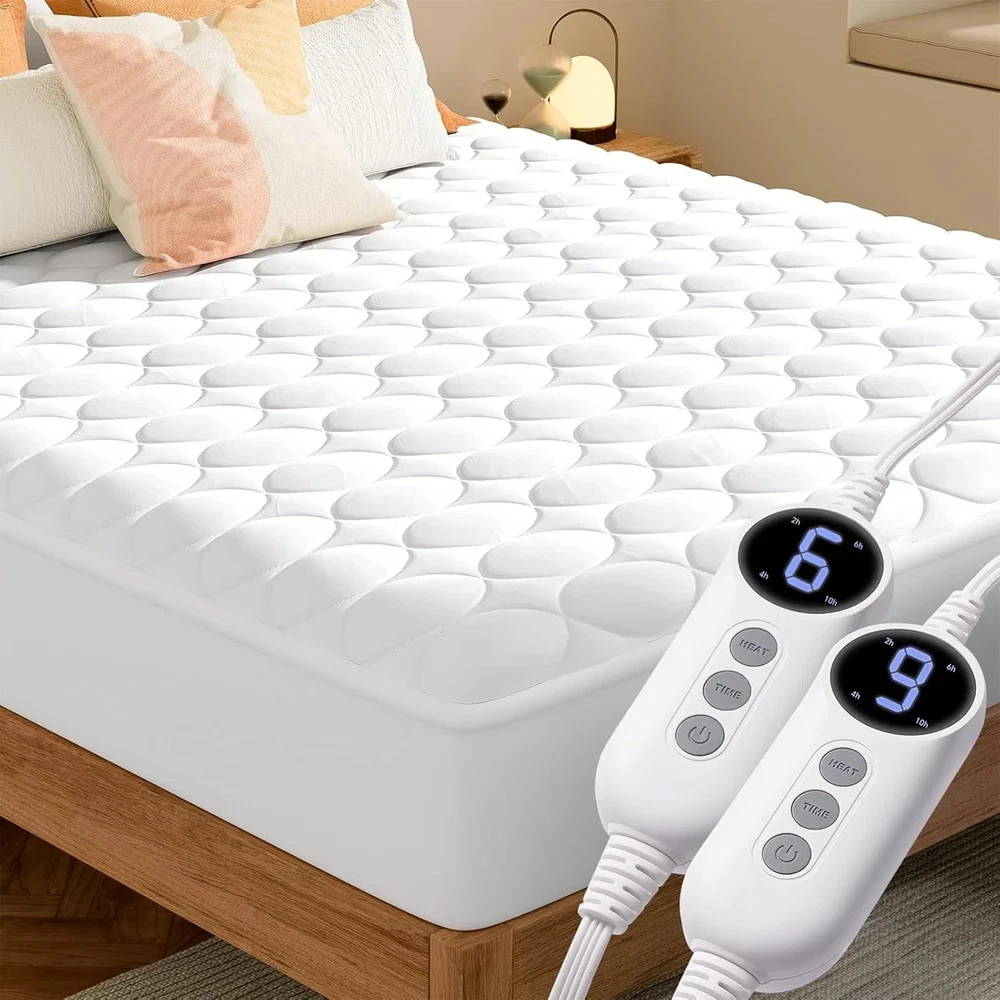 Heated Mattress Pad Queen Size with Dual Control - Electric Mattress Pad Cover w