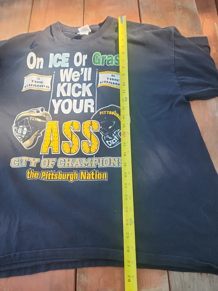 Camiseta negra vintage Pittsburgh Steelers Penguins para hombre XL Ice Or Grass Champions Foto 4 de 4