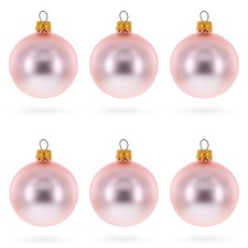 Set of 6 Matte Metallic Pink Glass Ball Ornaments 2.4 Inches