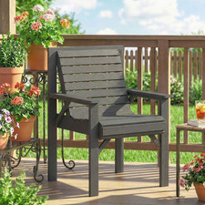 Grey Wooden Garden Chair Outdoor Patio Deck Seat Rustic Wood Dining Armchair NEW