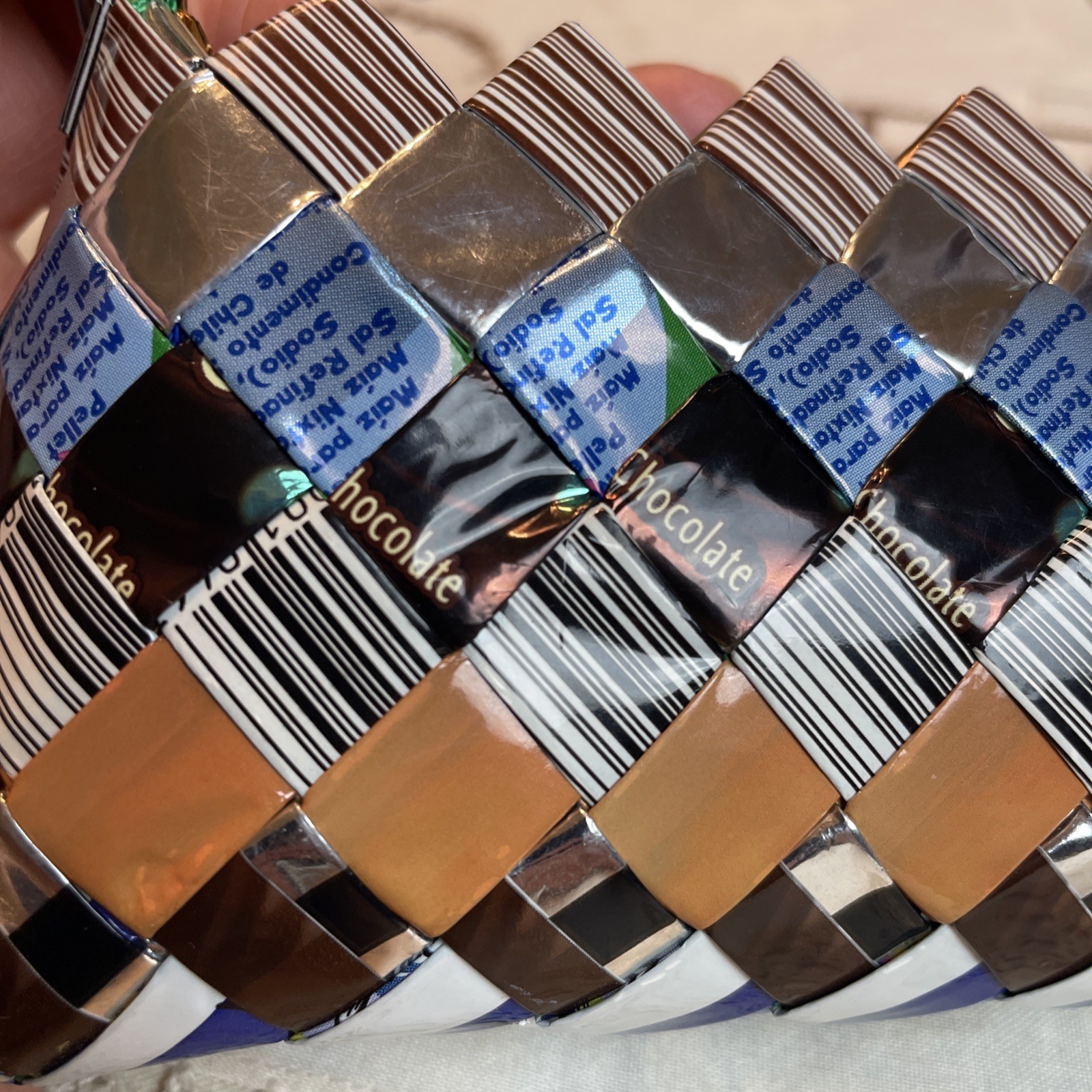 Silver And Multi Color Candy Wrapper Mini Purse Z… - image 13