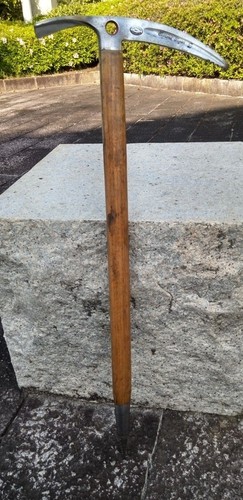 SIMOND Super D Vintage Wood Ice Axe France 74cm w/ Leash