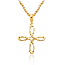 14K Solid Yellow Gold Cross Necklace