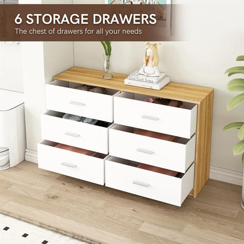 Chest of 6 Drawers Tallboy Dresser Bedside Table Storage Cabinet Unit TV Stand - Picture 3 of 6