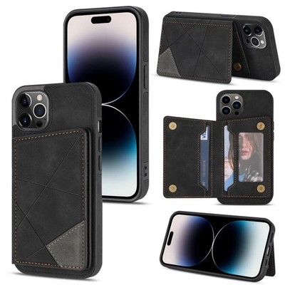 Für iPhone 14 Pro Max Line Card Holder Handyhülle (Schwarz)