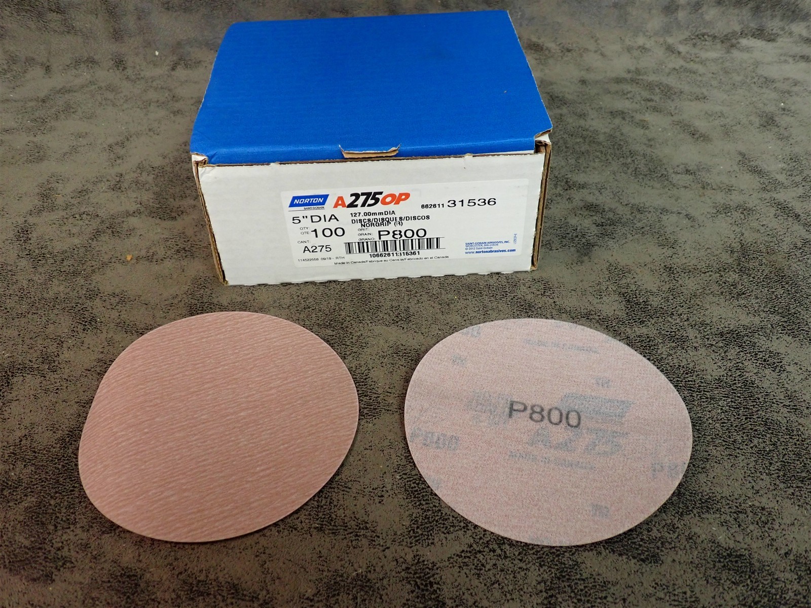 NEW Norton 31536 A275 Sanding Disc P800 Grit 5" Diameter 100 Discs (N23)