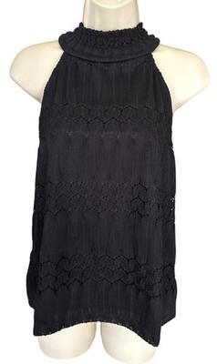 Cable & Gauge Women's Textured Mock Neck Tank Blouse Lined Size XL Black