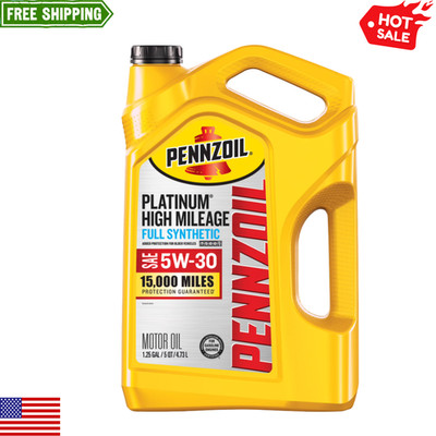 (Free Ship) Pennzoil Platinum High Mileage Full Synthetic 5W-30 Motor Oil 5 QT