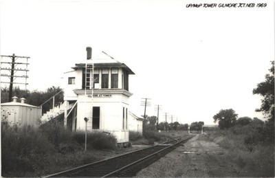 TRAIN YARD TOWER gilmore jct ne 1969 postcard nebraska real photo rppc railroad