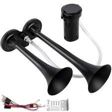 Train Horns Kit for Trucks, Super Loud Car Air Horn 12V Split Type Horn-Black
