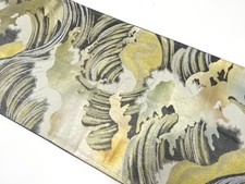 7745676: JAPANESE KIMONO / ANTIQUE FUKURO OBI / SILK / WOVEN ROUGH WAVE