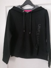 Calvin Klein Performance Hoodie Cropped Pullover Black Women's size Large NWT