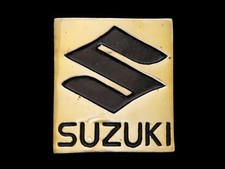 NC05160 NOS VINTAGE 1980 BARON  SUZUKI  SOLID BRASS MOTORCYCLE BELT BUCKLE
