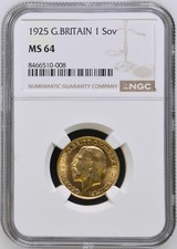 1925 Royal Mint UK Full Sovereign MS64 NGC