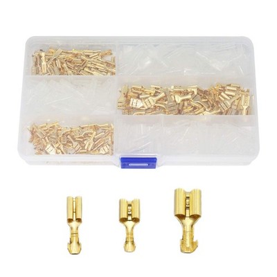 RLECS 150pcs 2.8mm 4.8mm 6.3mm Female Spade Connector Brass Crimp Terminal Co...
