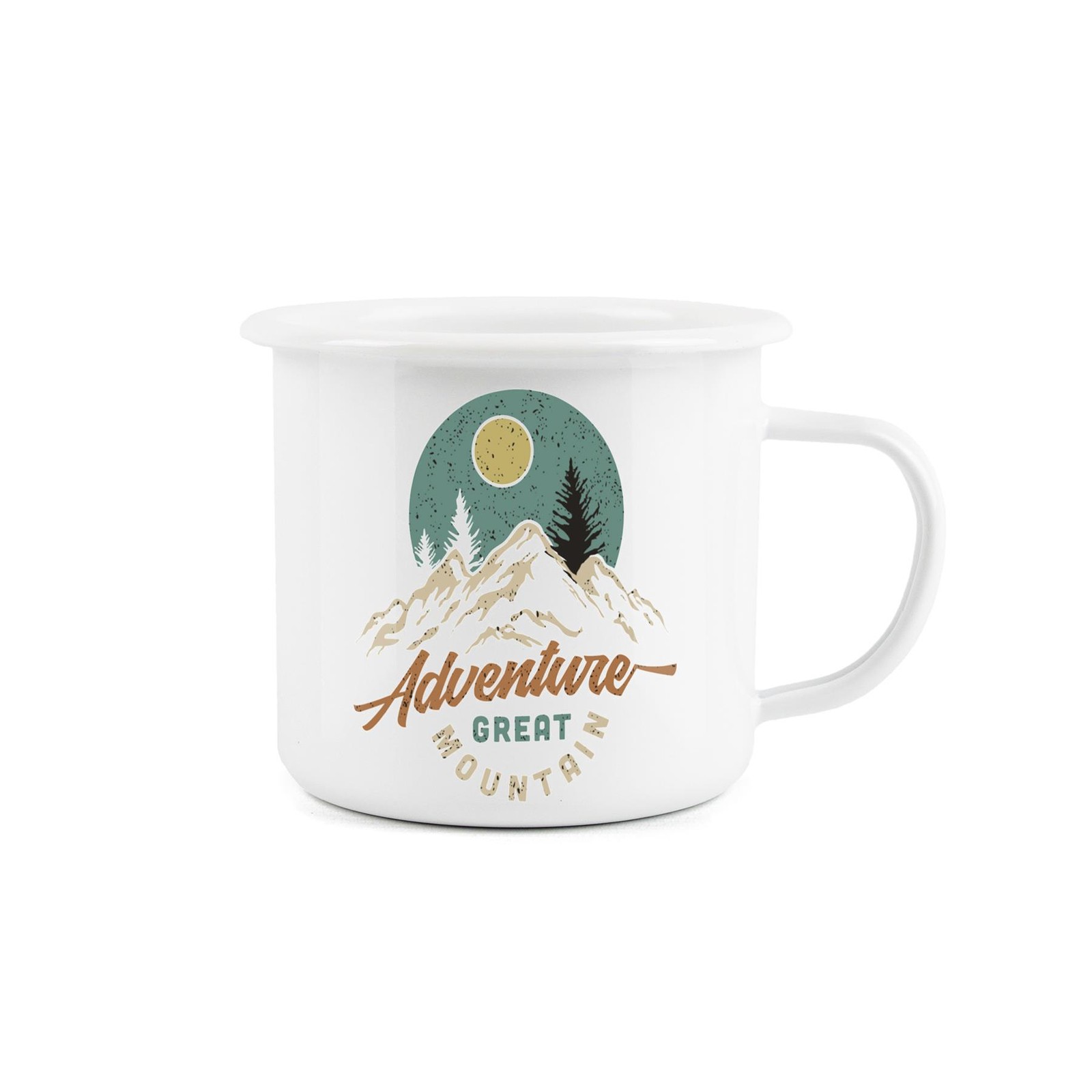 Adventure Mountain Enamel Mug - Hiking/Camping Vintage Tea/Coffee Metal Cup