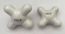 2 Antique  Porcelain Cross Hot/Cold Handles Sink / Tub Bathroom Faucets Knobs