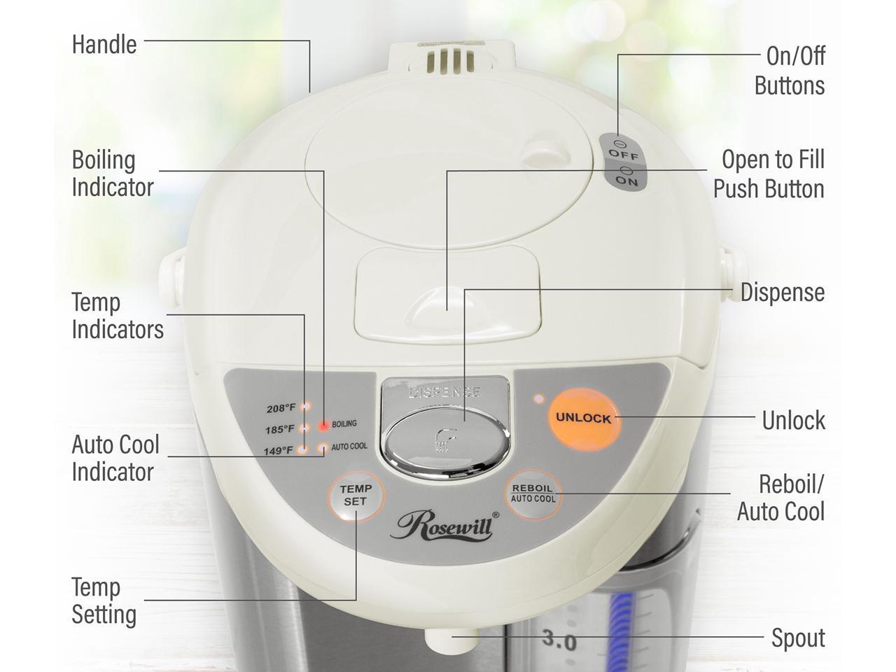 Rosewill 4.8 Quarts Electric Hot Water Boiler and Warmer with 3 Stage  Temperatur 840951133286 | eBay