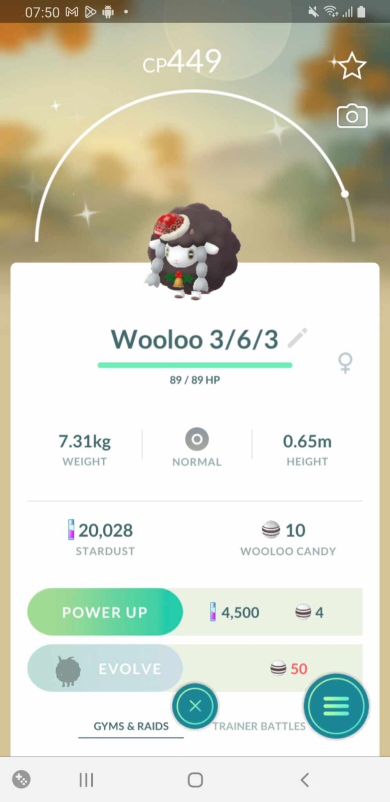 Shiny Wooloo in Festive Christmas Costume for Pokémon Go Registered or Ultra Friends  