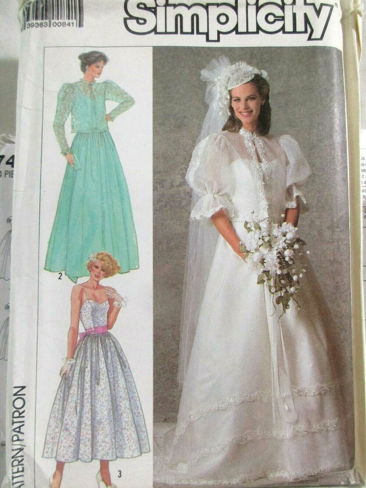 Simplicity Pattern 7936 Size 8 Misses Lined Bridal Gown Jacket Dress ...