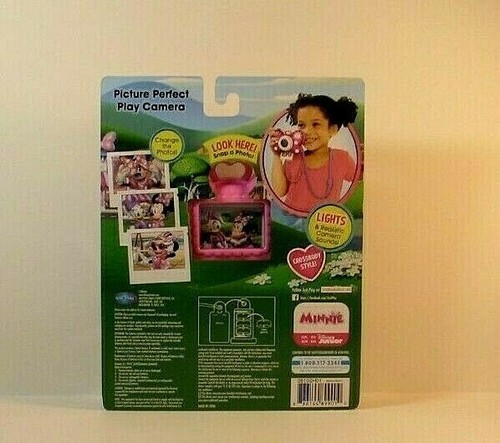 Disney Minnie Mouse Picture Perfect Play Camera Lights Sounds in blue box with pink castle backdrop and visible branding.