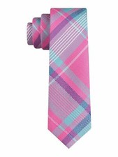 TOMMY HILFIGER Boy's 51" Pink Plaid Polyester Slim Neck Tie NWT