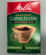 MELITTA 4 NATURAL BROWN UNBLEACHED COFFEE FILTERS 40CT 