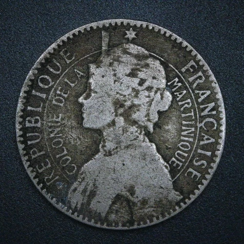 Martinique 1 Franc 1897, Coin, Km# 41, Nepoleon Wife, Josephine NGC VG Details