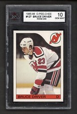 1985-86 OPC #127 BRUCE DRIVER ROOKIE CARD KSA 10 GEM MINT