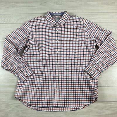 L.L. Bean Sz XL Shirt Men's Button Down Slightly Fitted Blue Red Checks