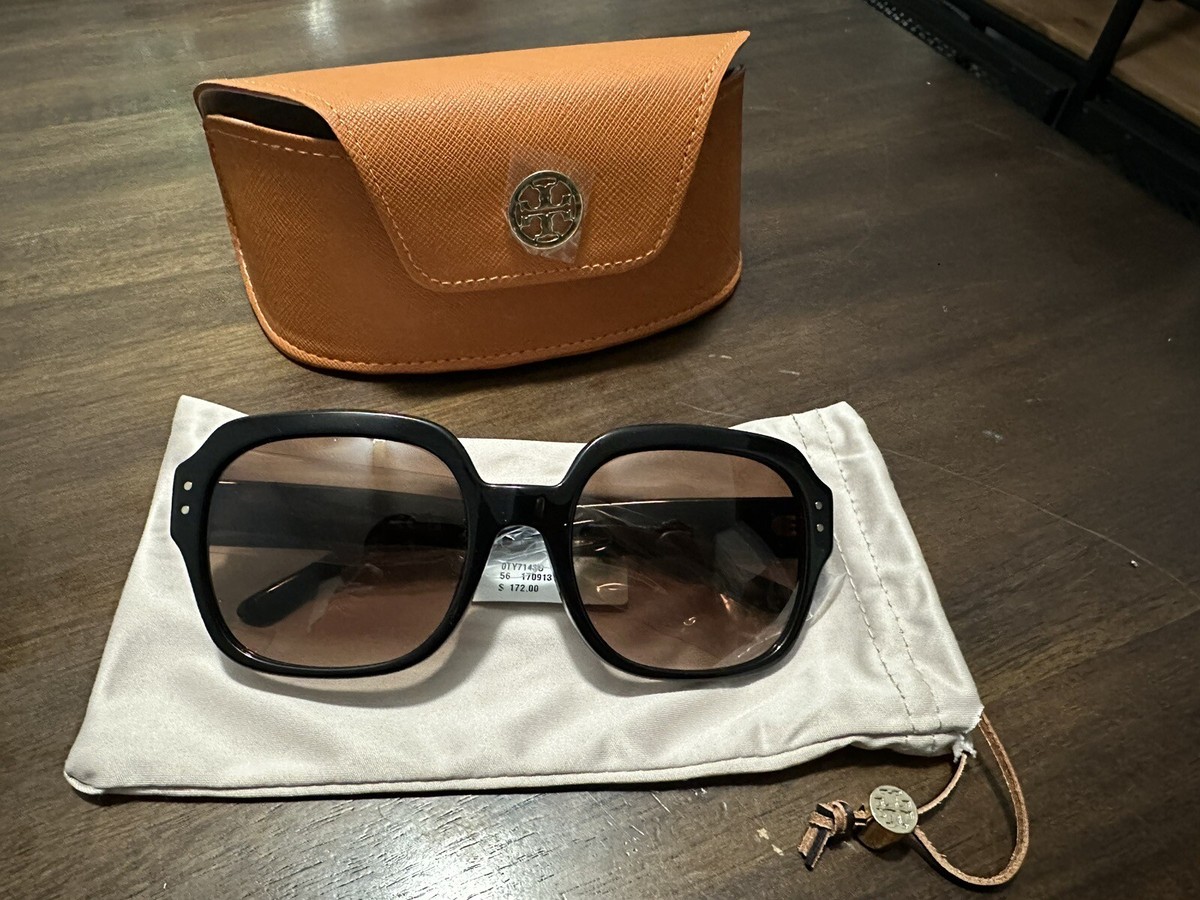 Tory Burch Oversized Square Logo Sunglasses, Black, Style 